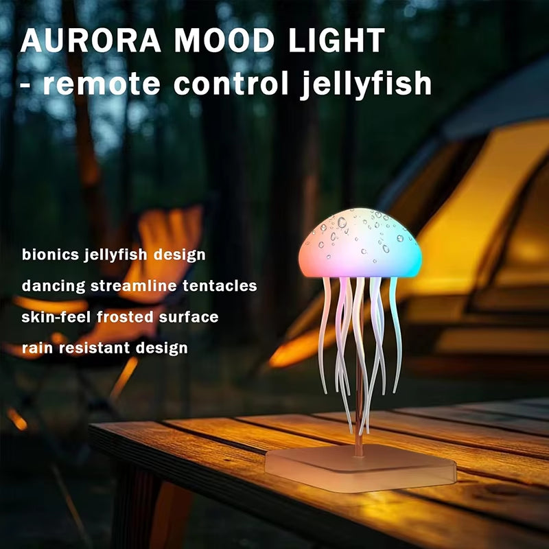 LED Jellyfish Lamp with 9 Tentacles 2 Working Modes Ultra Long Battery Life Colour Gradient Light Effects with Remote Control